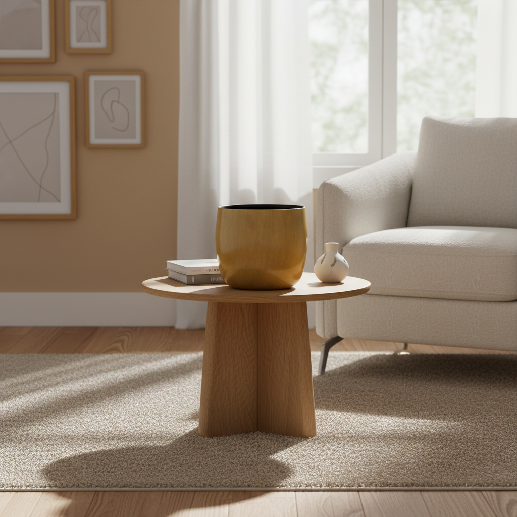 Keramische plantenpot Babet Camel D30 x H27 – handgemaakt design in zandkleur