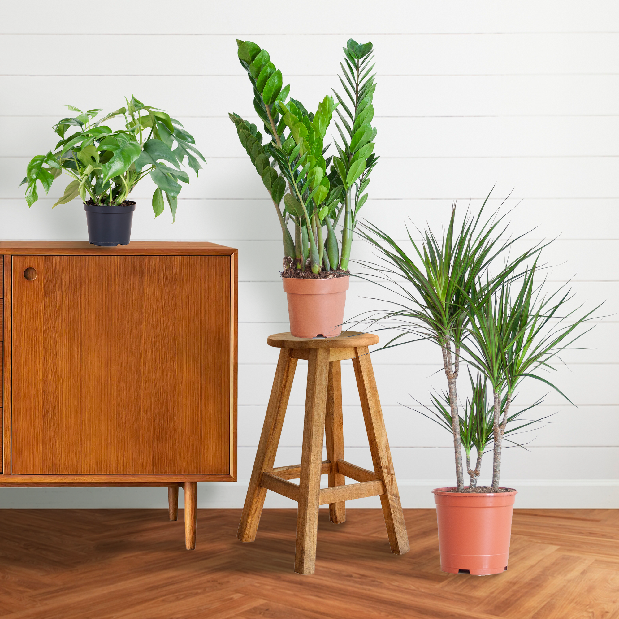 Schaduw Plantenbox - medium - met mand Lissabon wit